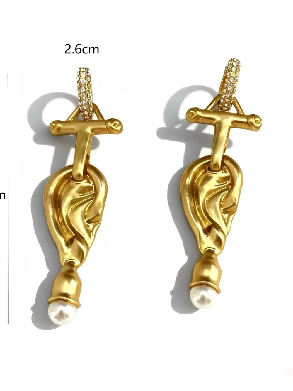 Gold Pearl Drop Statement Earrings - Women Jewelry